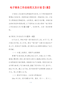电子商务工作总结范文及计划【5篇】