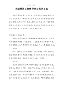 亮剑精神心得体会范文范例2篇