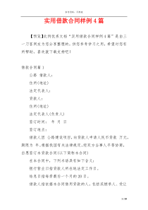 实用借款合同样例4篇