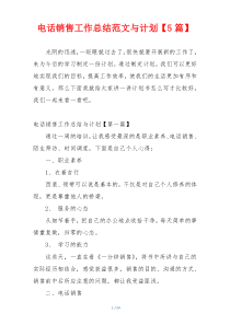电话销售工作总结范文与计划【5篇】