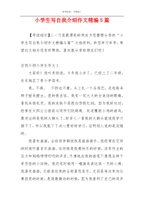 小学生写自我介绍作文精编5篇