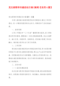 党支部联学共建活动方案(案例)【实用4篇】