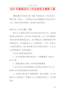 2023年服装店长工作总结范文最新5篇