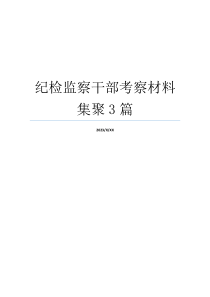 纪检监察干部考察材料集聚3篇