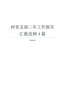 村党支部三年工作报告汇报范例4篇