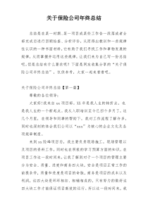 关于保险公司年终总结