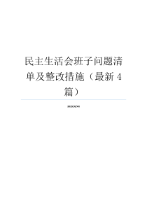 民主生活会班子问题清单及整改措施（最新4篇）