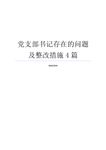 党支部书记存在的问题及整改措施4篇