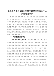 某巡察办主任2023年度专题民主生活会个人对照检查材料