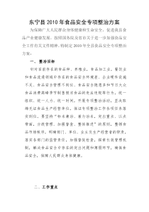 东宁县XXXX年食品安全专项整治方案