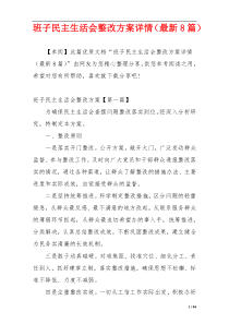 班子民主生活会整改方案详情（最新8篇）