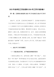 2023年各单位工作总结和2024年工作计划多编1