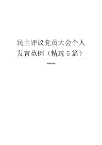 民主评议党员大会个人发言范例（精选5篇）