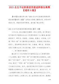 2023总支书记抓基层党建述职报告集聚【通用5篇】