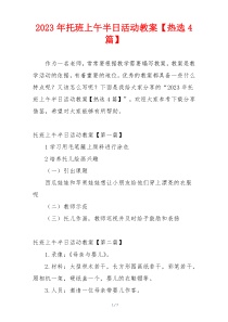2023年托班上午半日活动教案【热选4篇】