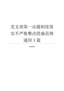 党支部第一议题制度落实不严格整改措施范例通用3篇