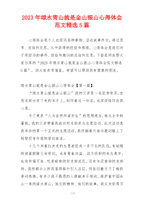 2023年绿水青山就是金山银山心得体会范文精选5篇