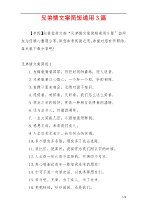 兄弟情文案简短通用3篇