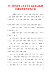 党史学习教育专题组织生活会盘点检视问题整改落实情况3篇