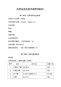 化学品安全技术说明书MSDS-天那水