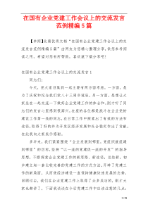 在国有企业党建工作会议上的交流发言范例精编5篇