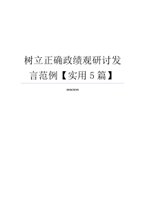 树立正确政绩观研讨发言范例【实用5篇】