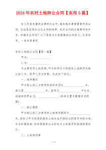 2024年农村土地转让合同【实用5篇】