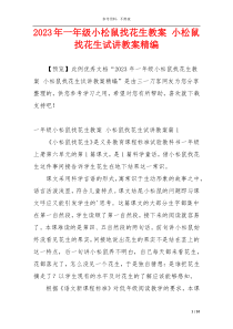 2023年一年级小松鼠找花生教案 小松鼠找花生试讲教案精编