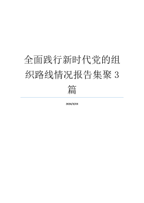 全面践行新时代党的组织路线情况报告集聚3篇
