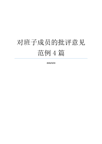 对班子成员的批评意见范例4篇