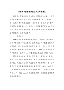 农村青年娶妻难原因分析及对策建议