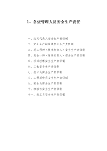 四、(1)各级安全生产责任制目录及文件
