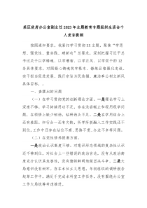 某区政府办公室副主任2023年主题教育专题组织生活会个人发言提纲