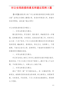 对公安局政委的意见和建议范例3篇