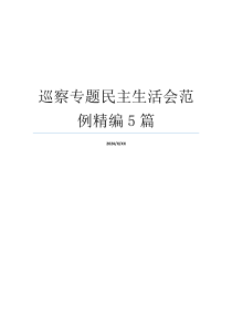 巡察专题民主生活会范例精编5篇