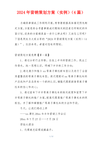 2024年营销策划方案（实例）（4篇）