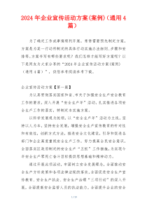 2024年企业宣传活动方案(案例)（通用4篇）