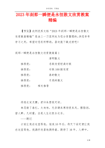 2023年刹那一瞬便是永恒散文欣赏教案精编