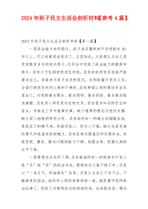 2024年班子民主生活会剖析材料【参考4篇】