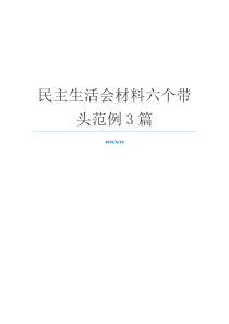 民主生活会材料六个带头范例3篇