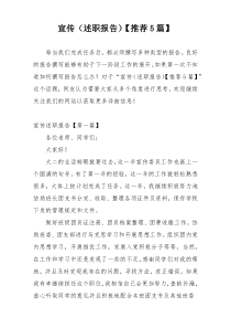宣传（述职报告）【推荐5篇】