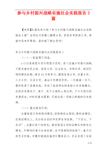 参与乡村振兴战略实施社会实践报告3篇