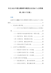 书记2023年度主题教育专题民主生活会个人发言提纲（新六个方面）范文稿