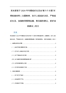 党支部班子2024年专题组织生活会“新六个方面”对照检查材料（主题教育、执行上级组织决定、严格组