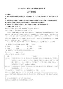 河南省平顶山市2022-2023学年八年级下学期期中语文试题