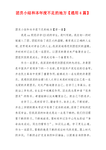 团员小结和本年度不足的地方【通用4篇】