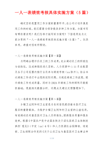 一人一表绩效考核具体实施方案（5篇）
