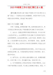 2023年销售工作计划汇聚汇总4篇