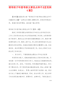 领导班子年度考核主要优点和不足【范例4篇】