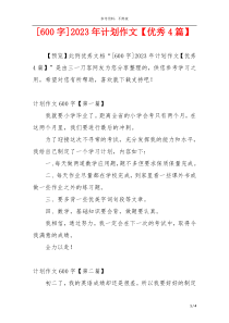 [600字]2023年计划作文【优秀4篇】